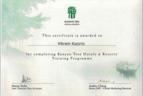 Banyan Tree Hotels & Resorts training certificate